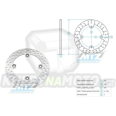 Kotouč brzdový MTZ nerezový - Suzuki TS125R+TS200R / 89-10 + DR600 / 85-89