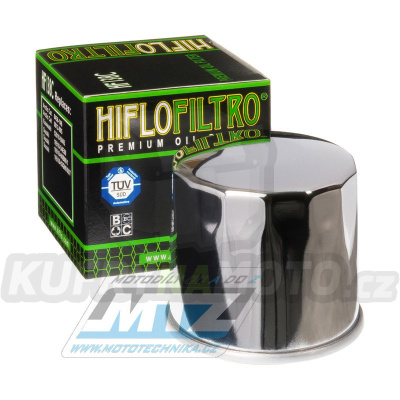 Filtr olejový HF138C (HifloFiltro) chromový - Suzuki GSF+GSX+GSXR+GSXS + DL+TL+SV+SFV+GV+RF + VS+VL+VLR+VZ+VZR+VX + AN650 Burgman + LTA+LTF+KLT + Aprilia RSV1000+RS660+Tuono 660+Tuono 1100+RSV4 + Arctic Cat+Bimota+Cagiva+Kawasaki+Kymco+Sachs