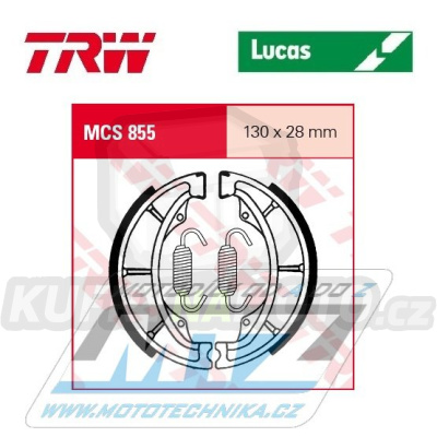 Brzdové obložení (brzdové pakny) TRW Lucas MCS855 - Honda CR60F + CRF70 + XR70 + CRF80 + XR80R + CRF100 + Hyosung GA125 Cruise I + GA125F Cruise II Classic + GF125 + GS125 + GV125 Aquila + GV125 M Aquila + GV250 Aquila + Znen + čínské skútry