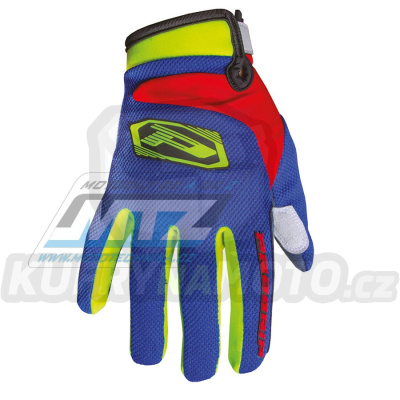Rukavice motokros PROGRIP 4010-341 - modro-červeno-fluo žluté - velikost XL