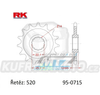 Kolečko řetězové (pastorek) 0715-14zubů RK - Gas-Gas EC200+EC250+EC300 + ECF400+ECF450+EC515 + FSE400+FSE450+SM400+SM450+SM515 + Rieju MR200+MR250+MR300