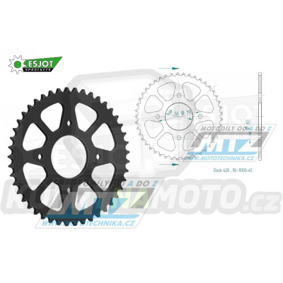 Rozeta ocelová (převodník) 0803-45zubů ESJOT 50-15103-45 - Suzuki GSXR125 / 17-23 + GSXS125 / 18-23