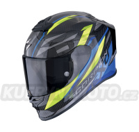 Moto přilba SCORPION EXO-R1 EVO CARBON AIR RUNNER černo/modro/fluo žlutá