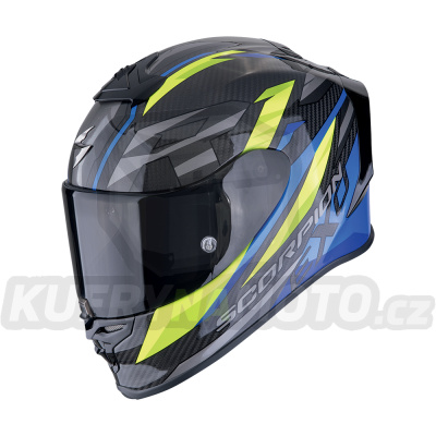 Moto přilba SCORPION EXO-R1 EVO CARBON AIR RUNNER černo/modro/fluo žlutá