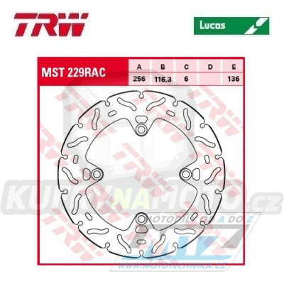 Kotouč brzdový TRW MST229RAC (256/116/4D) - zubatý design - Honda CRF1000L Africa Twin / 15-20 + CRF1100L Africa Twin / 20-23 + XL750 Transalp / 23 + NT1100 / 22