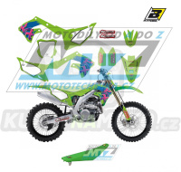 Polepy s potahem sedla včetně polepů číslových tabulek (sada polepů a potah sedla Complete) - Kawasaki KXF250 / 21-23 + KXF450 / 19-23 - typ polepů Retro