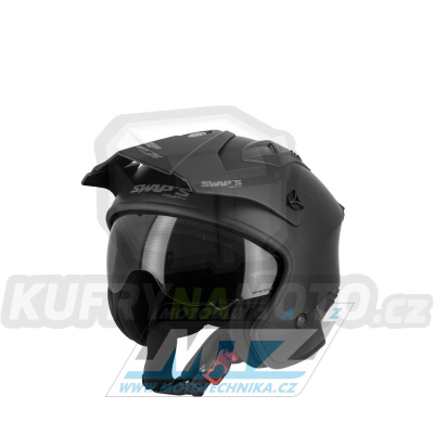 Přilba na skútr SWAPS Jet S769 Trooper s kšiltem - černá - velikost XXL