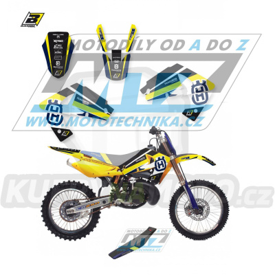 Polepy s potahem sedla (sada polepů a potah sedla Dream) - Husqvarna CR125+CR250 + WR125+WR250 / 00-05 + TC250+TC450+TC510 + TE250+TE450+TE510 / 02-04 - typ polepů Dream4