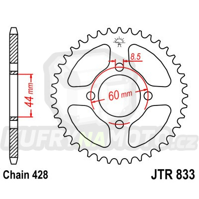Řetězová rozeta JT JTR 833-49 49 zubů, 428