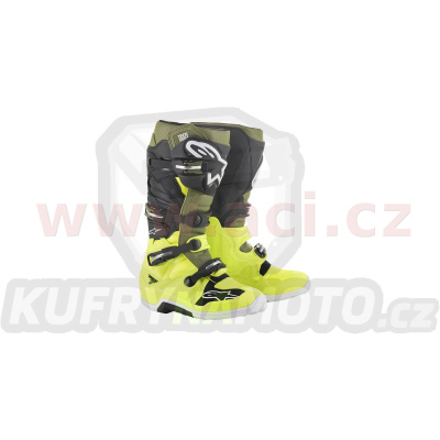 boty TECH 7, ALPINESTARS (žlutá fluo/vojenská zelená/černá)