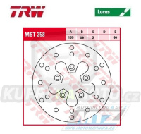 Kotouč brzdový TRW MST258 (155/39/5D) - Malaguti F10 / 92-98+Yesterday50 / 97-01 + Peugeot Zenith50 / 96-98