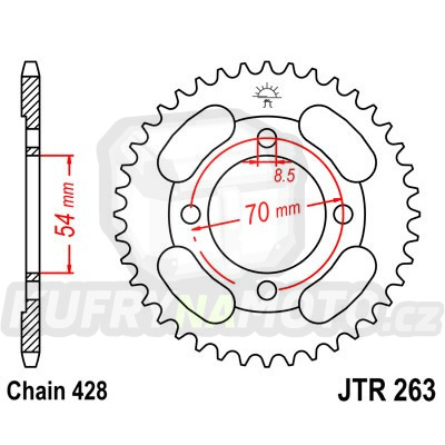 Řetězová rozeta JT JTR 263-38 38 zubů, 428