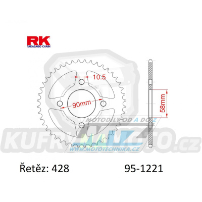 Rozeta ocelová (převodník) 1221-44zubů RK - Honda CBR125R / 11-17 + CB125F / 15-20 + CBR125+GLR125+GTR150