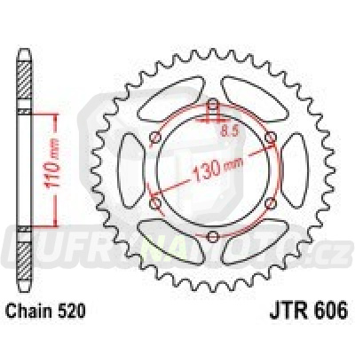 Řetězová rozeta JT JTR 606-43 43 zubů, 520 Gilera - akce