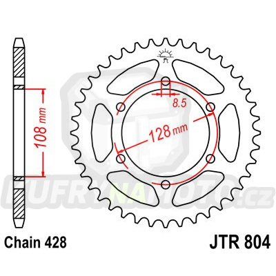 Řetězová rozeta JT JTR 804-42 42 zubů, 428 - akce