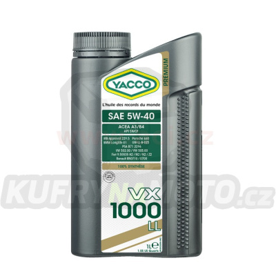 Motorový olej YACCO VX 1000 LL 5W40, 1 L