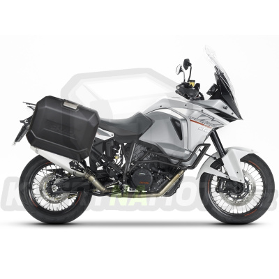 Kompletní sada bočních černých hliníkových kufrů SHAD TERRA BLACK 36L/47L , včetně montážní sady SHAD KTM Adventure 1090, 1190,  Super Adventure 1290 (R, S)