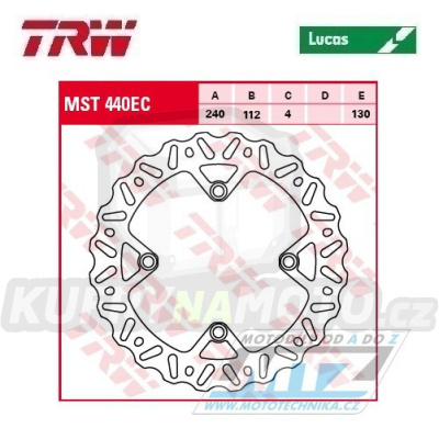 Kotouč brzdový TRW MST440EC (240/112/4D) - zubatý desing Wave - Beta 250RR-525RR + Husqvarna CR+SMS125+SMR400+SMR449+SMR450+SM610+TC250-TC511+TE250-TE511+WRE125+WR125-WR300