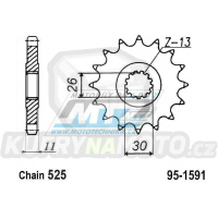 Kolečko řetězové (pastorek) 1591-16zubů MTZ - Yamaha XTZ690 Tenere+700 Tenere + FZ07+FZ8+FZ09+FJ09 + MT07+MT09+MT10 + XSR700+XSR900 + 900 Tracer + 900 Nikken+TDM900+YZF-R1