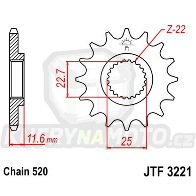 Řetězové kolečko JT JTF 3221-12 12 zubů, 520