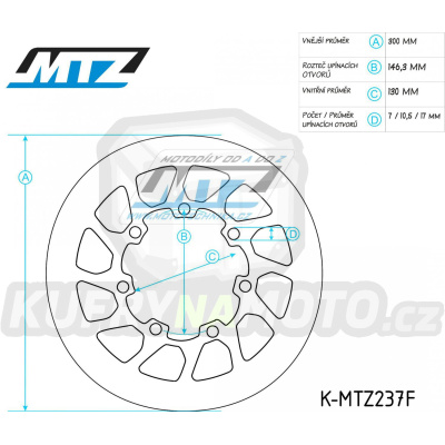 Kotouč brzdový nerezový (300/130/7D) - kulatý design - Kawasaki EN500 / 94-04+VN800 / 94-06+VN1500