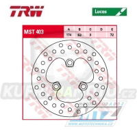 Kotouč brzdový TRW MST403 (174/53/3D) - Honda TRX250 + TRX300 + TRX400 + TRX450 + TRX700