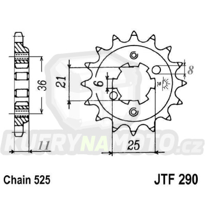 Řetězové kolečko JT JTF 290-15 15 zubů, 525