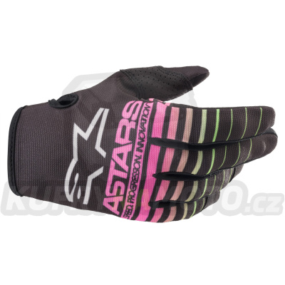 rukavice RADAR, ALPINESTARS, dětské (černá/zelená neon/růžová fluo)