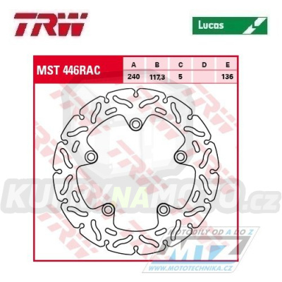 Kotouč brzdový TRW MST446RAC (240/117,3/5D) - Honda CTX700 / 14-17 + NC700 Integra / 12-16 + + NC750 Integra + NC750S + NC750X