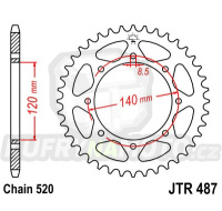 Řetězová rozeta KAWASAKI KLX 650 1999-2001 43 zubů, řetěz 520 - akce