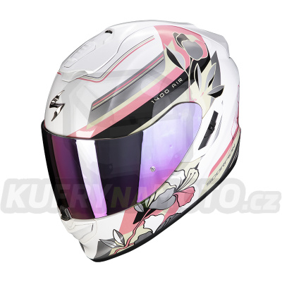 Moto přilba SCORPION EXO-1400 EVO AIR GAIA perleťové bílo/růžovo/zelená
