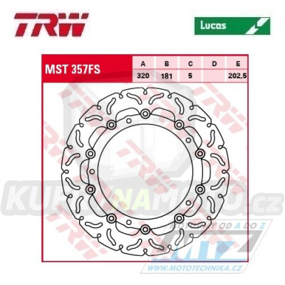 Kotouč brzdový TRW MST357FS (320/181/5D) - BMW F800GT+R850+S1000 + R1100S+R1150+K1200+R1200 + K1300+K1600
