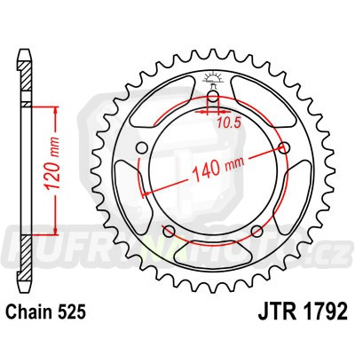 Řetězová rozeta JT JTR 1792-44 44 zubů, 525
