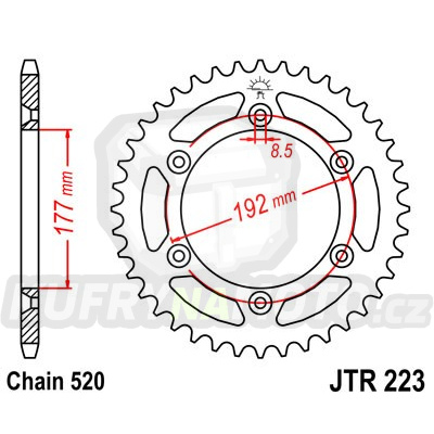 Řetězová rozeta JT JTR 223-53 53 zubů, 520