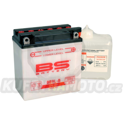 BS baterie moto BB9L-B (YB9L-B) (12N9-3B) 12V 9AH 135X75X139 s elektrolytem v balení - konvenční (115A) (6)