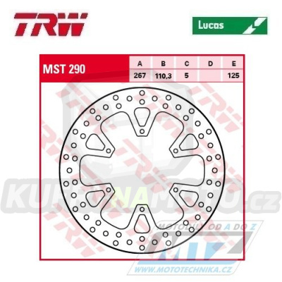 Kotouč brzdový TRW MST290 (267/110/6D) - KTM Adventure1050 / 15-16 + Adventure1090 + Adventure1190 / 13-16 + SuperAdventure1290 / 14-17