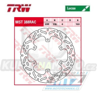Kotouč brzdový TRW MST388 (230/115/6D) - zubatý desing - Yamaha WR250R+WR250X / 08-20