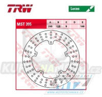 Kotouč brzdový TRW MST395 (240/125/5D) - Aprilia SR125+SR300 + Gilera DNA+Nexus+RC + Piaggio GTX+Liberty+Beverly+MP3+X7+X8+XEvo+X9