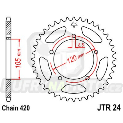 Řetězová rozeta JT JTR 24-51 51 zubů, 420