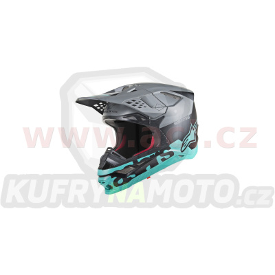přilba SUPERTECH S-M8 RADIUM, ALPINESTARS (černá matná/šedá/modrozelená) 