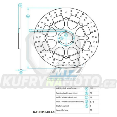 Kotouč brzdový (300/64/6D) - kulatý design - Cagiva Freecia + Ducati + Indian + Moto Guzzi + Moto Morini + Victory + Yamaha TZ+XJR+FZR+FZS Fazer+TDM+TRX