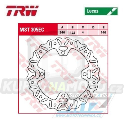 Kotouč brzdový TRW MST305EC (240/122/4D) - Suzuki RMZ250 / 07-24 + RMZ450 / 05-24 + RMX450Z / 10-19 + Honda CR125 / 98-01+CR250 / 97-01
