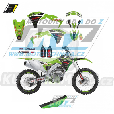 Polepy s potahem sedla (sada polepů a potah sedla Graphics) - Kawasaki KXF250 / 17-20 - typ polepů Replica FH Racing Team