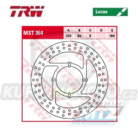 Kotouč brzdový TRW MST364 (250/84/4D) - Suzuki GS400 / 89+GSF400Bandit / 89-96+GS500E / 89-03+GS500F / 03-07+GSX-F600 Katana / 88-97+GSX750 Katana / 89-92