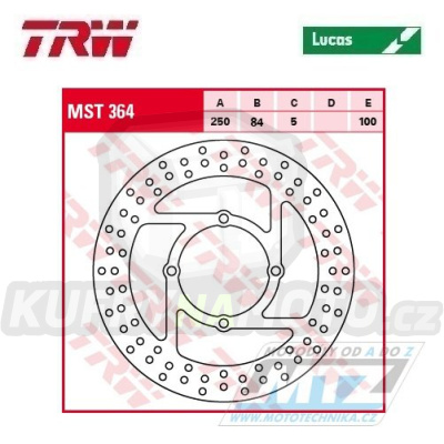 Kotouč brzdový TRW MST364 (250/84/4D) - Suzuki GS400 / 89+GSF400Bandit / 89-96+GS500E / 89-03+GS500F / 03-07+GSX-F600 Katana / 88-97+GSX750 Katana / 89-92
