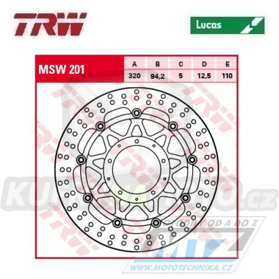 Kotouč brzdový plovoucí TRW MSW201 (320/94/5D) - kulatý design Honda VFR1200F / 10-17 + VFR1200F DCT / 10-17