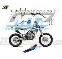 Polepy s potahem sedla včetně polepů číslových tabulek (sada polepů a potah sedla Complete) - Husqvarna FC250+FC350+FC450 + TC125+TC250 / 23 - typ polepů Retro