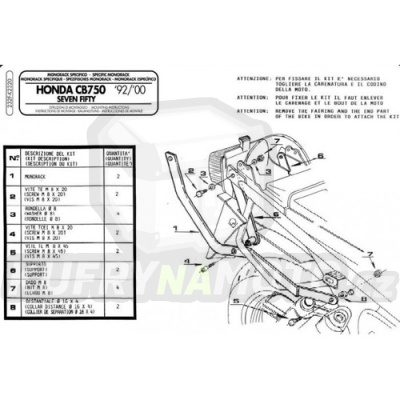 Kit pro montážní sada – nosič kufru Kappa Honda CB 750 Seven Fifty 1992 – 2000 K1653-K2320