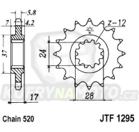 Řetězové kolečko JT JTF 1295-15 15 zubů řetěz 520