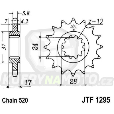 Řetězové kolečko JT JTF 1295-15 15 zubů řetěz 520